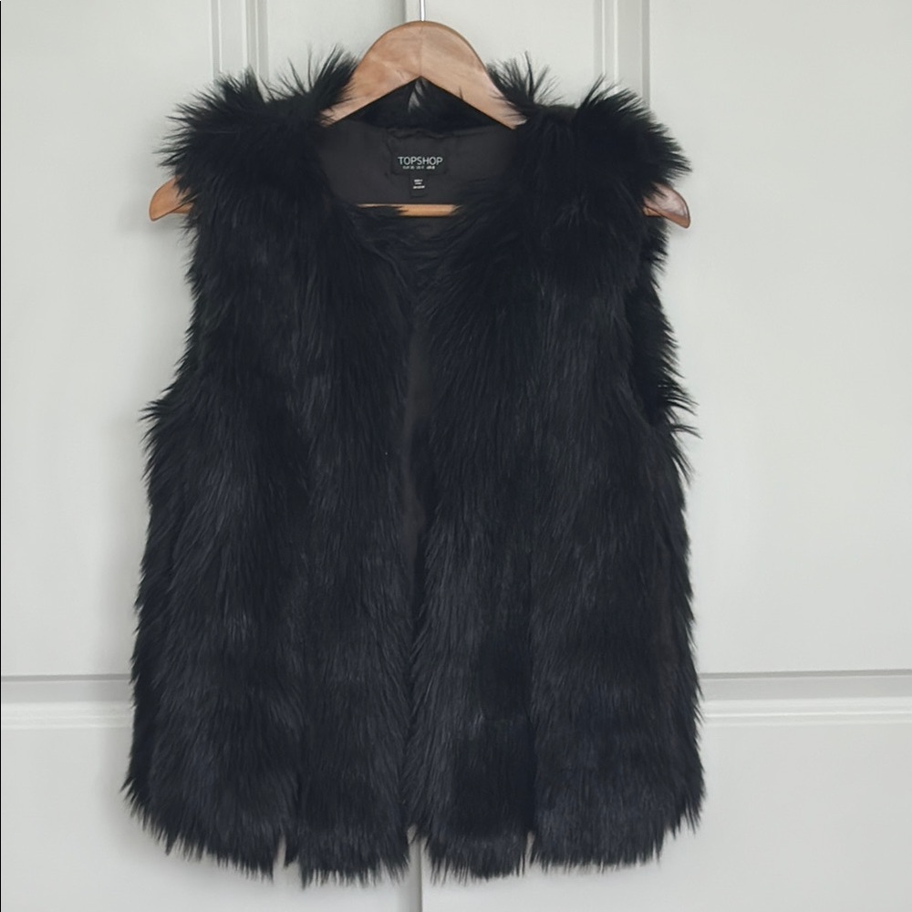 Topshop Midnight Black Faux Fur Gilet